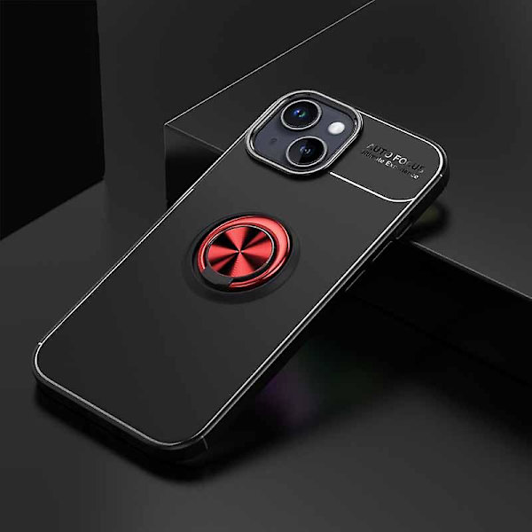 Ringhållare Kickstand Tpu- case för Iphone 15 Plus, droppsäkert cover Black   Red