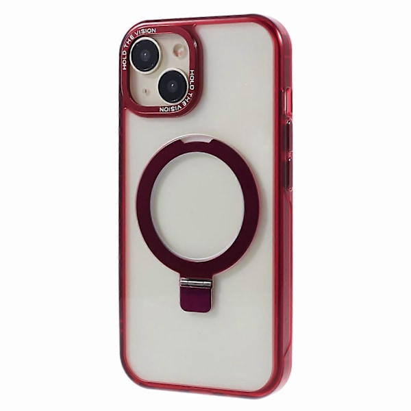 Läpinäkyvä TPU+PC suojakuori iPhone 15 Plus -puhelimelle, näkymätön jalusta ja magneettinen puhelinkuori Multicolor Style A