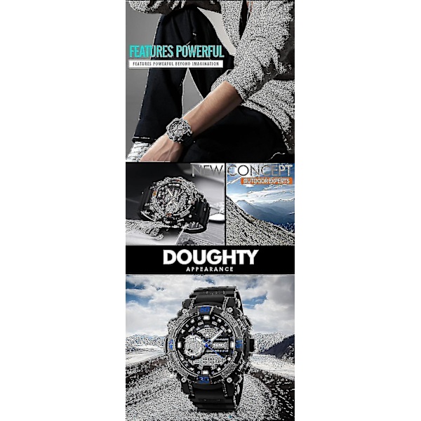Skmei 1228 Dual Display Multifunktionel Digital Quartz 50m Vandtæt Chronograph