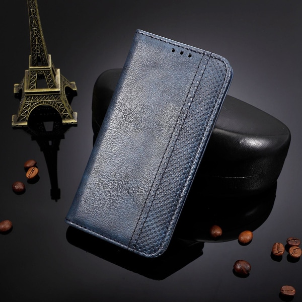 För Nokia G11 Plus 4g Autostängande Magnetisk Retro Pu Läder Case Stativ Funktion Cover Blue
