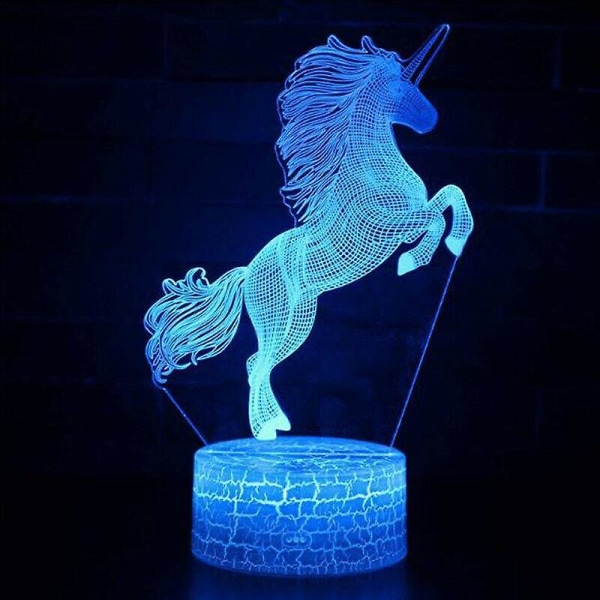 (Enhörning B) 3D Illusion Galaxy Unicorn Nattljus LED Touch-lampa Skrivbordspresenter i sovrummet