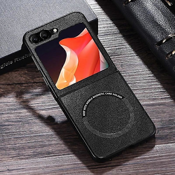 Magnetisk etui til Samsung Galaxy Z Flip5 5G, kompatibelt med Magsafe, PU læderbelagt PC telefoncover Multicolor Style A