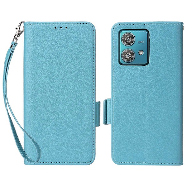 Til Motorola Edge 40 Neo 5G Etui Litchi Tekstur Tegnebog Læder Telefon Cover med Rem Multicolor Style F