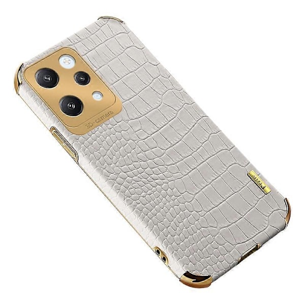 Skal för Xiaomi Redmi 12 4G Elektropläterad Krokodiltextur Läder+TPU Mobilskal Multicolor Style B