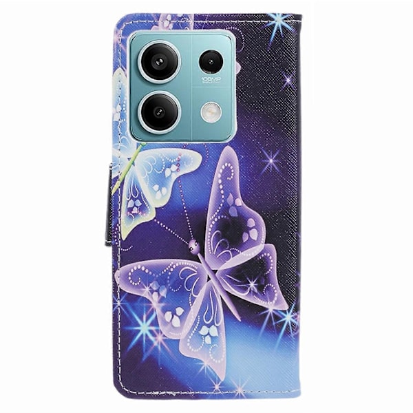 Telefoncover til Xiaomi Redmi Note 13 5G PU Læder Krydset Tekstur Wallet Cover Multicolor Sparkling Butterflies