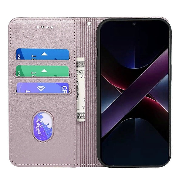 HX01 Xiaomi Poco X7 Pro 5G / Redmi Turbo 4 5G Lompakkokotelo Magneettisella Sulkimella PU-Nahkainen Puhelinkotelo Multicolor Rose Gold