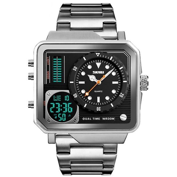 Herre LED Quartz Ur Analog Dual Time Display