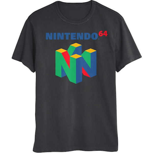 Nintendo 64-logotyp Kortärmade t-shirts för män och kvinnor, N64 unisex -t-shirts N64 Logo Black M