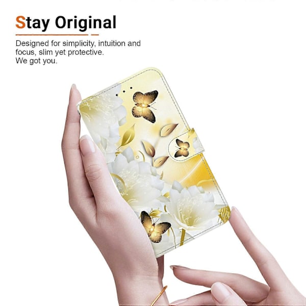 Til Motorola Edge 60 5G/ 60 Fusion 5G Wallet Telefon Cover Anti-Drop Læder Flip Cover Mønster Print Multicolor Gold Butterfly Flower
