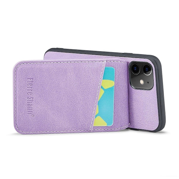 FIERRE SHANN Kickstand -puhelinkotelo iPhone 11:lle PU-nahkaa+TPU-korttipaikkakotelo Multicolor Style E