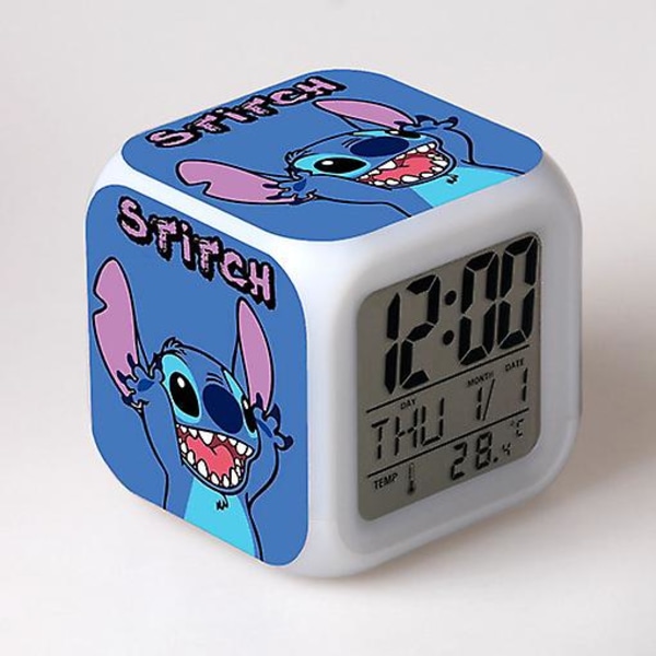 Stitch Väckarklocka Stitch Barnpresent Färgbyte Fyrkantig väckarklocka Julklapp Flera typer style 2