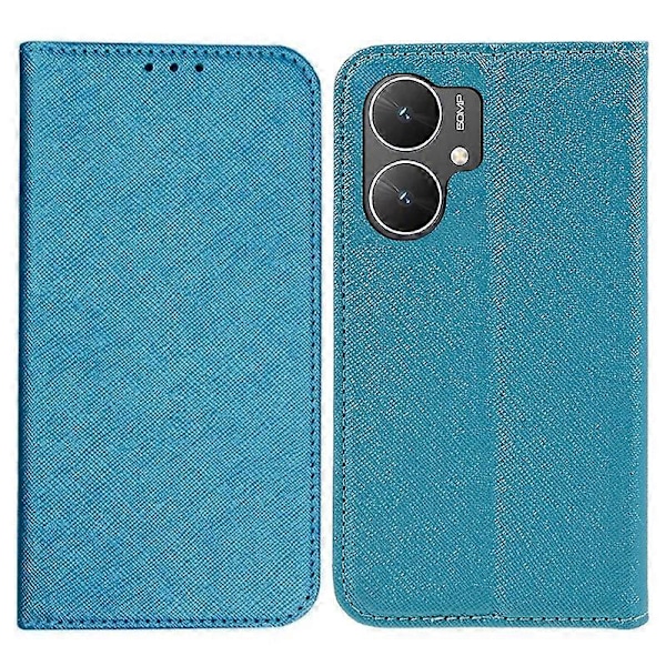Til Xiaomi Poco M6 5G/Redmi 13C 5G/13R 5G Stødsikkert Telefoncover Kryds Tekstur Magnetisk PU Læder C Multicolor Sky Blue