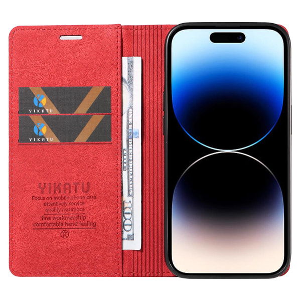 Til Iphone 15 Pro Max Hud-berørings PU Læder Shell Wallet Stand Telefon Cover Red