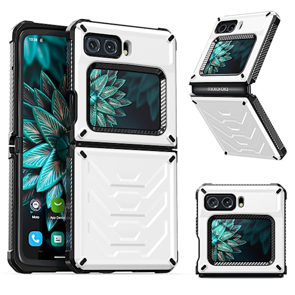 För Motorola Moto Razr 2022 5g Rugged Series Stötsäker TPU-ram + PC-baksida Case Cover White