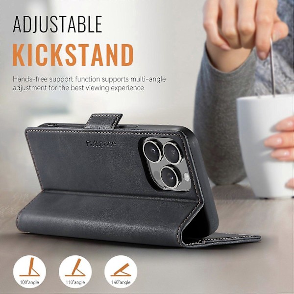 Etui til iPhone 13 Pro Max 6,7 tommer AUTSPACE A11 RFID-blokerende retro læder mobiltelefonpung cover Multicolor Black