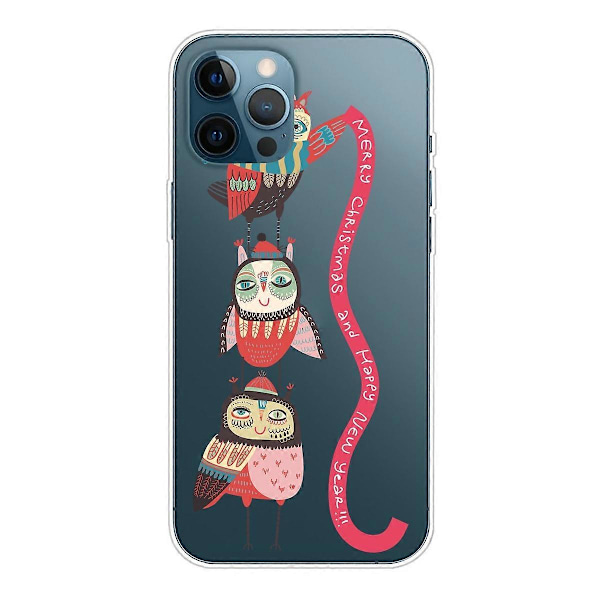 iPhone 16 Pro -kuori, jouluaiheinen pehmeä TPU-puhelinkuori - Orava Multicolor Owls