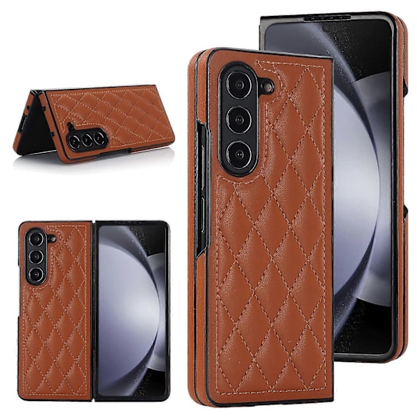 ZD04 Sydd Rombe-Grid Telefondeksel for Samsung Galaxy Z Fold5 5G Anti-Ripe PU+PC Deksel Multicolor Style H