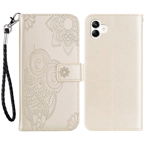 Til Samsung Galaxy A05 4G Etui Ugle Præget PU Læder Anti-drop Telefon Wallet Cover Multicolor Style D