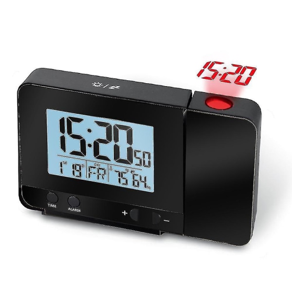 Rveil Lumineux Projection Avec Deux Rveils 24h - Rveil Projection Au Plafond Avec 2 Alarmes, Temprature, Hygromtre Et Port USB Pour Recharger Vos Ap