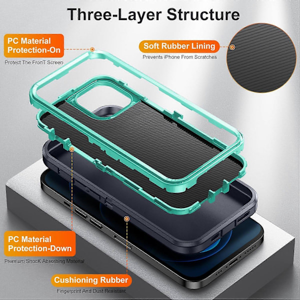 For iPhone 12/12 Pro Anti-Scratch Deksel TPU+PC Fallbeskyttelse Telefondeksel Multicolor Style D