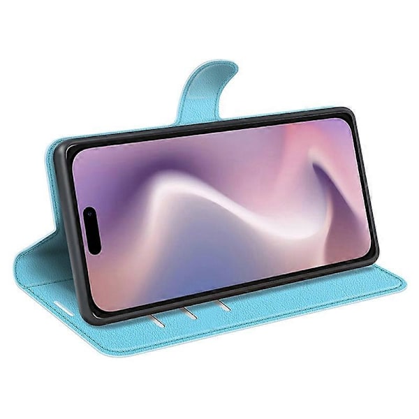 Læder telefoncover med pung og litchi-tekstur til iPhone 16 Multicolor Style E