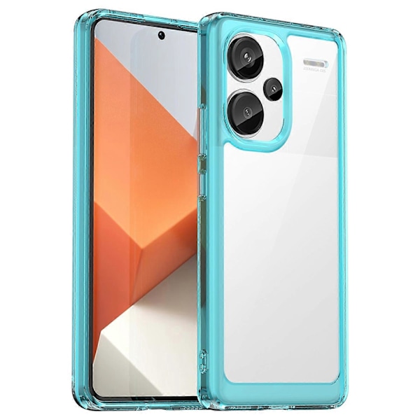 För Xiaomi Redmi Note 13 Pro+ 5G Mobilskal TPU + Akrylskydd Färgstark Ram Multicolor Transparent Blue