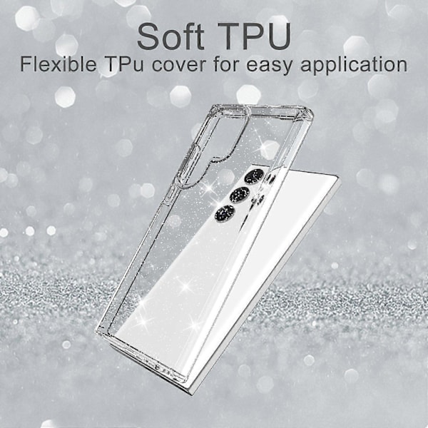 Samsung Galaxy S23 Ultra -puhelimen kuori, paksuuntettu glitterjauhe, kirkas TPU-puhelinkuori Multicolor Style C