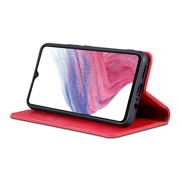 Azns Pu Läder Phone case För Samsung Galaxy A04e 4g, Stativ Magnetic Absorption Flip Cover Red