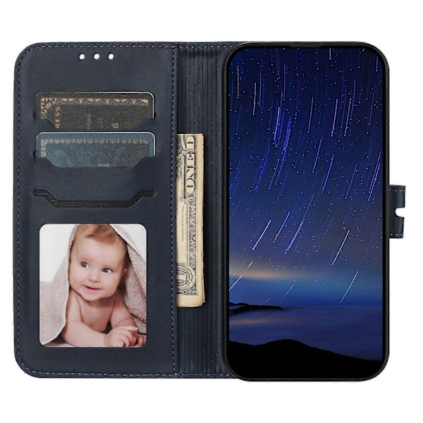 Til Samsung Galaxy S25 Edge Etui Glad Kat Mønster Præget Læder Wallet Telefon Cover Multicolor Blue