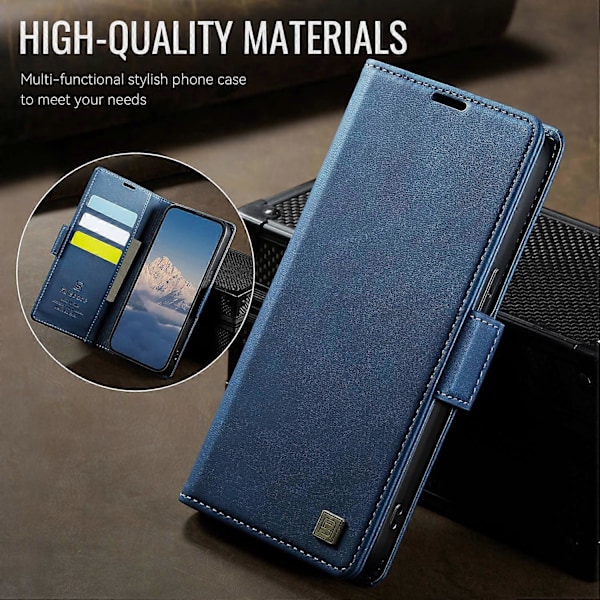 iPhone 13 6.1 tuuman kotelolle AUTSPACE A11 RFID-suojattu retro nahkainen matkapuhelinlompakkokotelo- Multicolor Blue