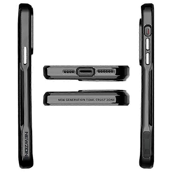 NEWZONE Deksel til iPhone 15 Pro Max, matt, fallsikkert TPU+akrylskall Multicolor Titanium Black