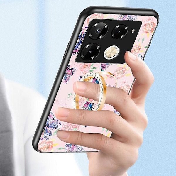 För Infinix Note 40 Pro 4G Telefonfodral TPU-ram Härdat Glas+PC Baksida Multicolor Style A