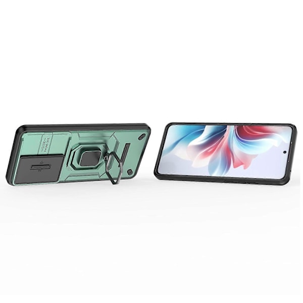Til Oppo Reno11 F 5G Cover Ring Støtteben PC+TPU Bagside med Skyde Kamera Dækning Multicolor Style D