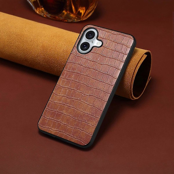 iPhone 16 -kotelo Krokotiilinnahkajäljitelmä Nahkapäällysteinen PC+TPU-puhelinkuori Multicolor Style B