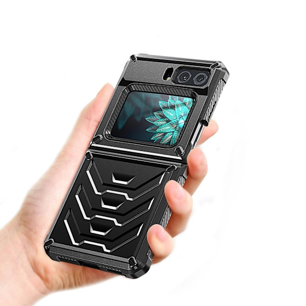 För Motorola Moto Razr 2022 5g Rugged Series Stötsäker TPU-ram + PC-baksida Case Cover Black