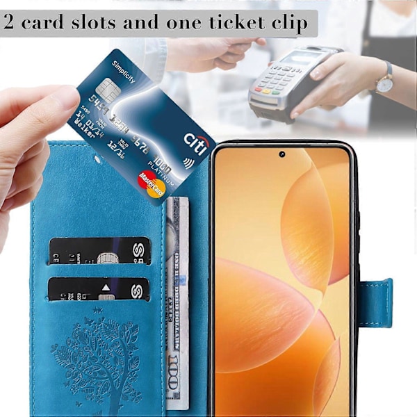 KT Imprinting Flower Series-3 til Xiaomi 14T Pro Etui Katte Træ Mønster Flip Læder Telefon Cover Multicolor Style D