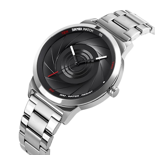 Skmei 9210 3D Overflade Vandtæt Quartz Herreur Sølv Blå Silver black