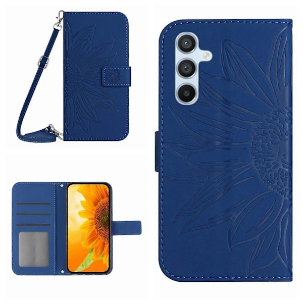 Mobilskal med crossbody-rem för Samsung Galaxy A35 5G PU-läder Solros Stativ Multicolor Style A