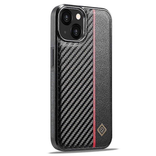 LC.IMEEKE För iPhone 15 Plus Kolfibertextur Telefonfodral PU Läder+TPU+EVA Skydd