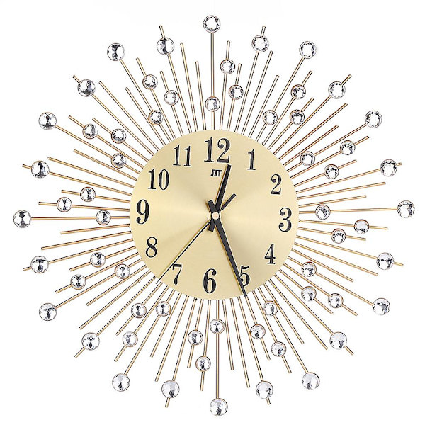 För Creative Diamond Modern 3d DIY Väggklocka Metall Lyxrum Hemmakontor Deco Gold