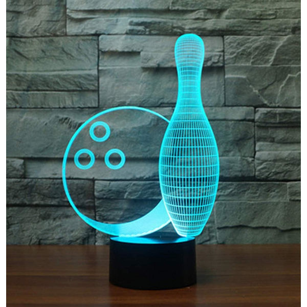 Ltd Creative Bowling Bottle 3d Nattljus USB Powered Touch Switch Fjärrkontroll Led Decor Optisk Illusion 3d Lampa 7/16 Färger Ändrar Barn Ki