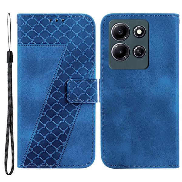 För Infinix Note 30i 4g Dammtät Pu-läder Phone case Ställ tryckt 7-formsmönster Flip Cover Dark Blue