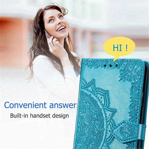 För Samsung Galaxy S24 FE Fodral Mandala Präglad Design Läder Plånbok Mobilskal - Grå Multicolor Blue
