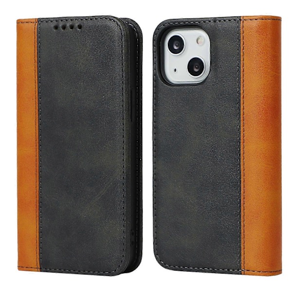PU-skinndeksel til iPhone 15 Plus, tofarget skjøting, ripebestandig stativ lommebokdeksel Multicolor Style C