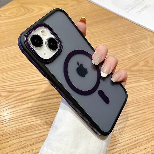 For iPhone 15 Plus Deksel Kompatibelt med MagSafe PC+TPU+Aluminiumslegering Magnetisk Telefondeksel Multicolor Style E