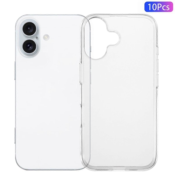 10 st/set Skal till iPhone 16, genomskinligt TPU, vattenmärkesfritt, stötsäkert