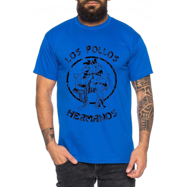 Used Look Los Pollos Heisenberg T-shirt herr Hermanos Bad Mr White Breaking -vuxen, 3xl Blue XXL