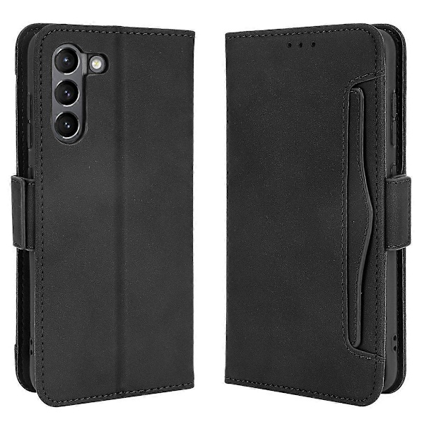 Flerfacksdesign Läder Telefonfodral Plånboksställ för Samsung Galaxy S21 FE Multicolor Style A