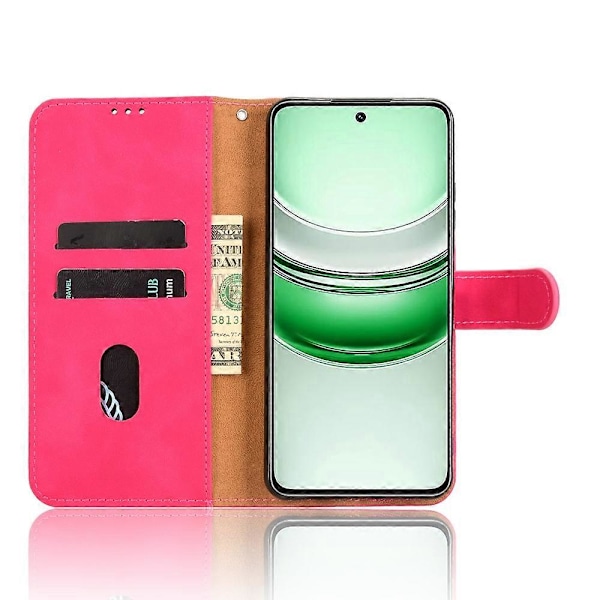 Læderetui med hudfornemmelse, anti-drop wallet flip telefoncover til Realme 14x 5G Multicolor Rose