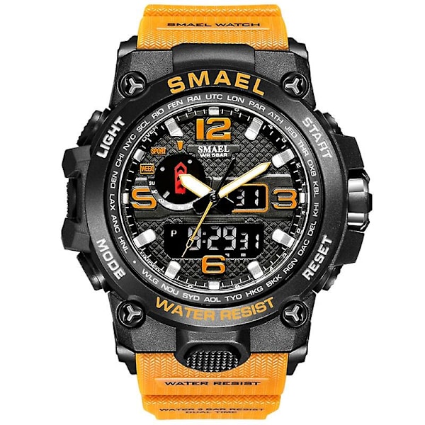 Smael 1545d Nattljus Vattentät Outdoor Watch Röd Orange